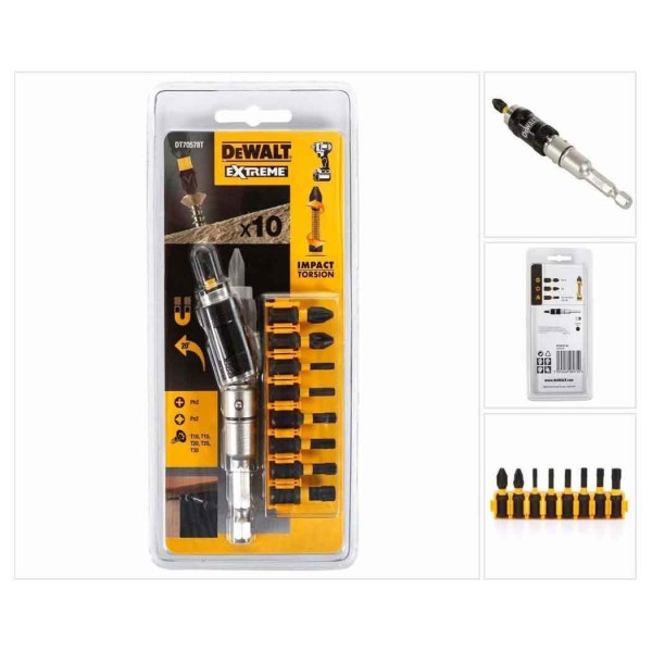  Σετ 10 Τεμάχια μύτες και  αντάπτορας σπαστός DEWALT (DT70578T)