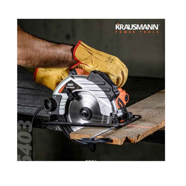 Δισκοπρίονο Χειρός Ξύλου με λέιζερ 1400 Watt Krausmann (6403)